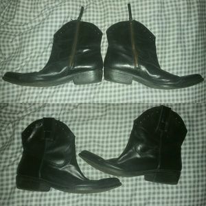 Black Leather Cowboy Boots